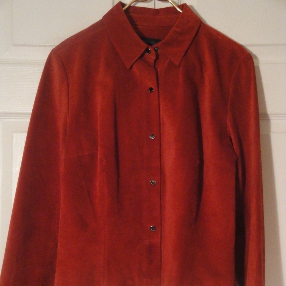 Sienna Studio Red Suede Snapped Front Shirt Jacket sz 10